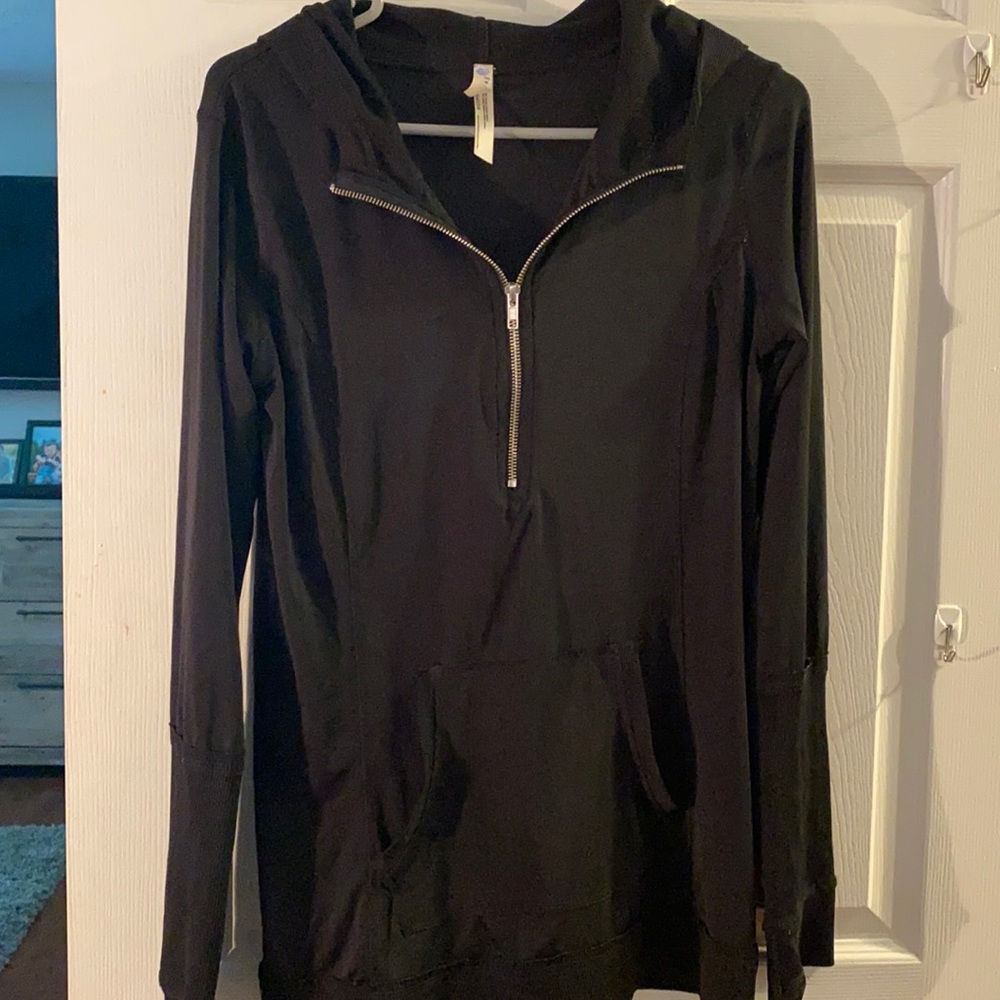 Free people / fp movement black hooded half zip